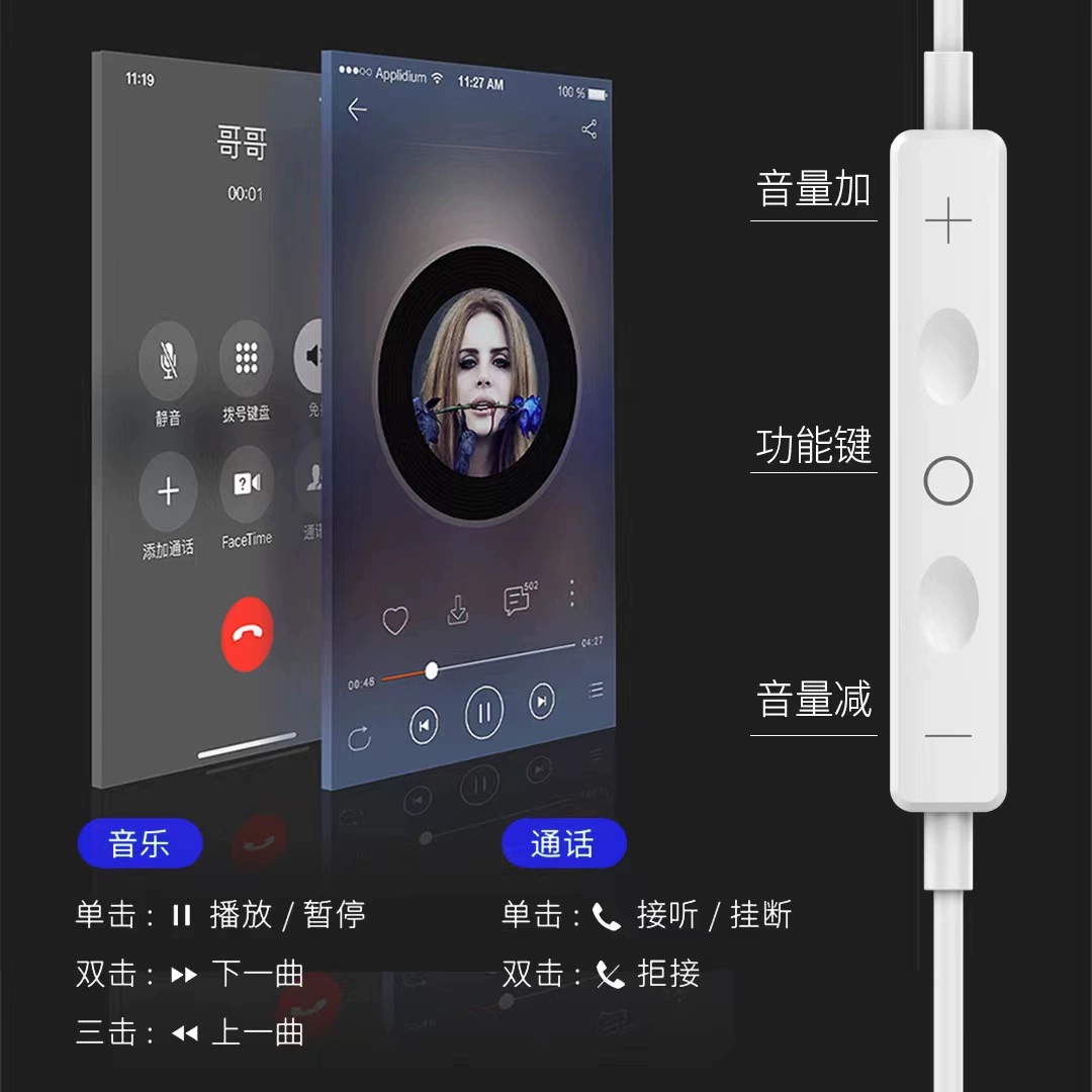 Проводные наушники Huawei Xiaomi совместимые, 3,5 мм/Type‑C/Lightning, микрофон и проводное управление