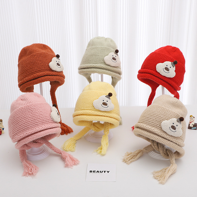 Sombreros infantiles otoño y invierno nuevos bonitos multicolor caliente para hombres y mujeres bebés sombreros de lana a prueba de viento