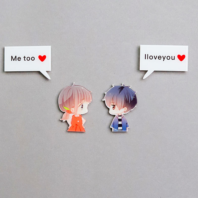 Personajes de dibujos animados pareja de acrílico adsorción pegatinas de refrigerador EVA alfanuméricos pegatinas de refrigerador DIY pegatinas magnéticas decoración