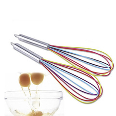 Amazon Best Seller Stainless Steel Manual Home Eggbeater 10-inch 12-inch Colored Silicone Whisk Mixer