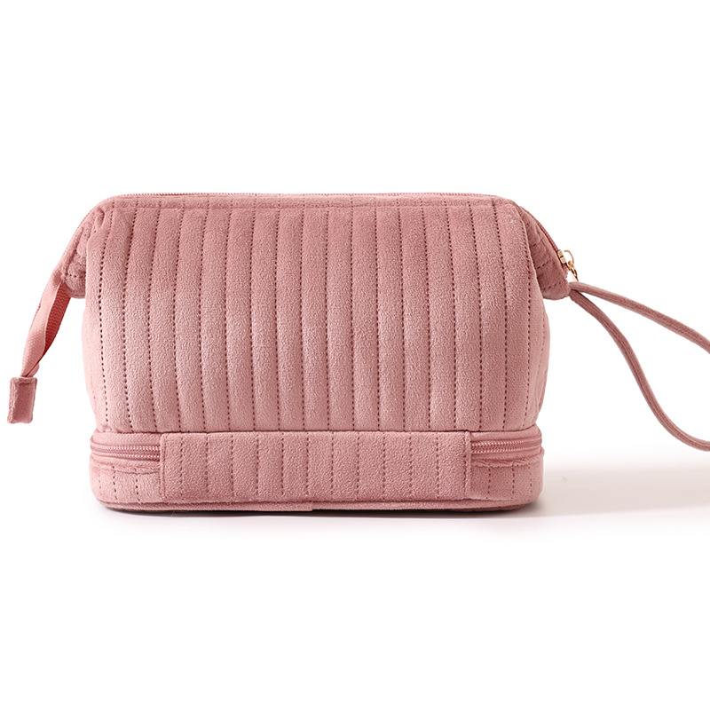 Nuevo paquete de maquillaje de terciopelo holandés transfronterizo de doble capa bolsa de maquillaje de viaje bolsa de maquillaje de gran capacidad bolsa de maquillaje de maquillaje de almacenamiento