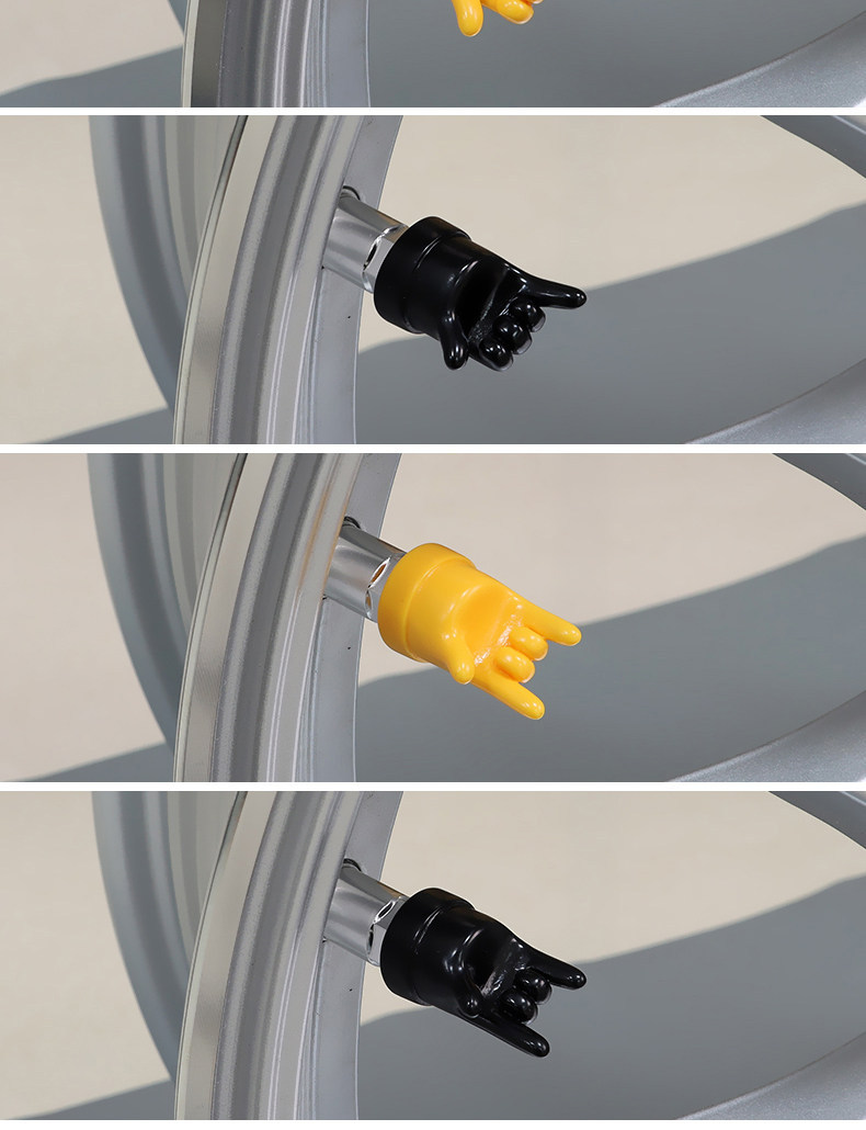 Trendy Brand Hand Gesture Tire Valve Caps for Cars, Electric Vehicles, Motorcycles, and Automobiles, Universal Valve Core Covers, Personalized Decoration