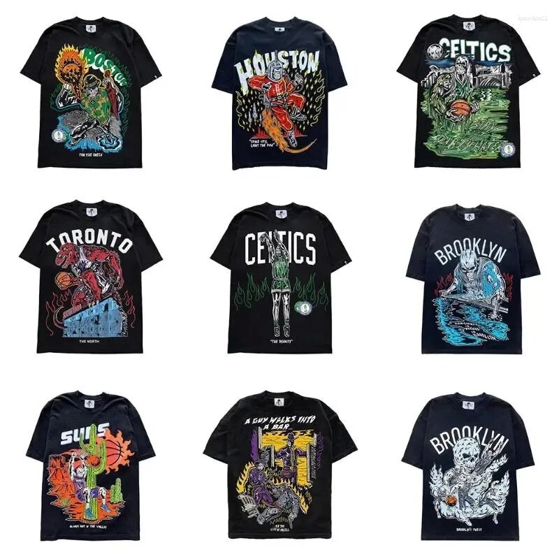 Cross-border E-commerce Men's T-shirt T-shirt Cotton Street Clothing Animation Casual Super Large Basketball Print Short Sleeve Top T-shirt
