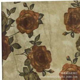 仿真丝弹力缎印花水墨玫瑰花色丁印花布女装衬衫连衣裙旗袍面料