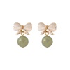 Advanced fashionable cute earrings from pearl with bow, Japanese and Korean, light luxury style, bright catchy style, high-quality style