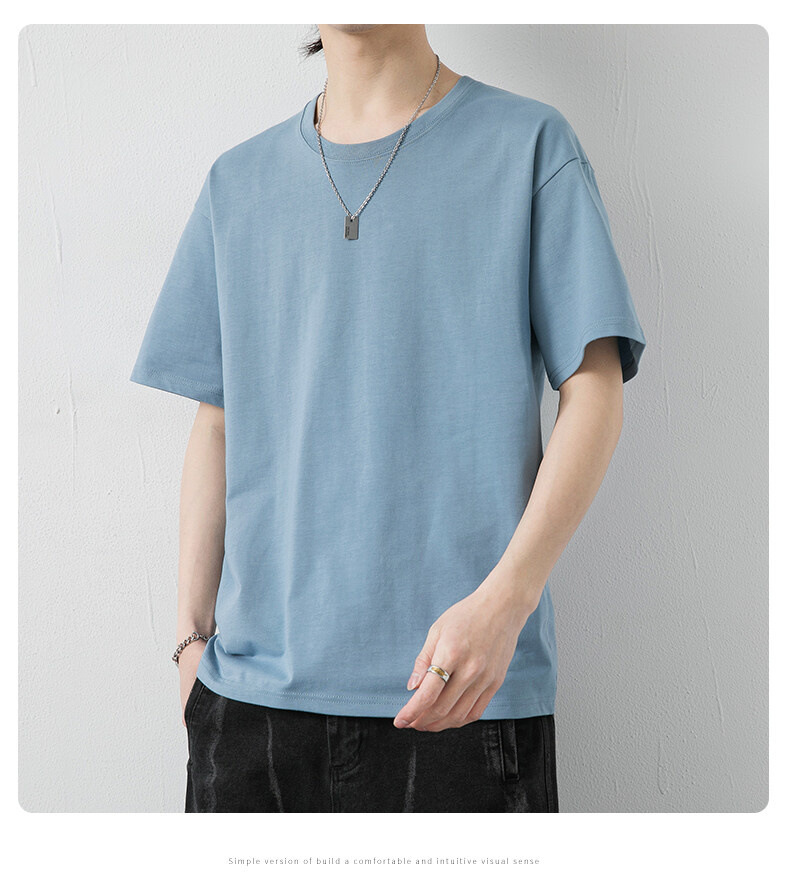 Tallas grandes algodón manga corta camiseta hombre verano 2022 nuevo harbourwind media manga cuerpo hombre color sólido hielo seda cuerpo hombre T pic 12