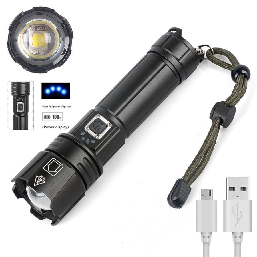 Cross-border XHP70 + COB linterna de Luz Blanca Roja zoom P70 linterna recargable USB