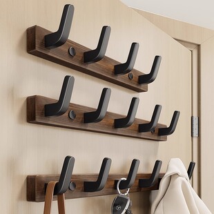Clothing Hooks for Hanging Clothes on the Wall in the Fitting Room Without an Entrance, Behind the Door, and Entryway Hooks, Wall-Mounted Walnut Wood