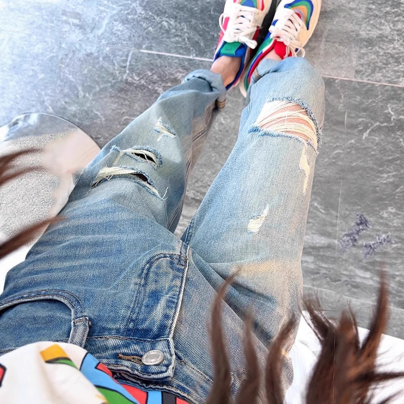 Summer Thin Loose Ripped Jeans Women's 2025 Fashion High Waist Pear-Shaped Stature Torre Harem Trendy Pants