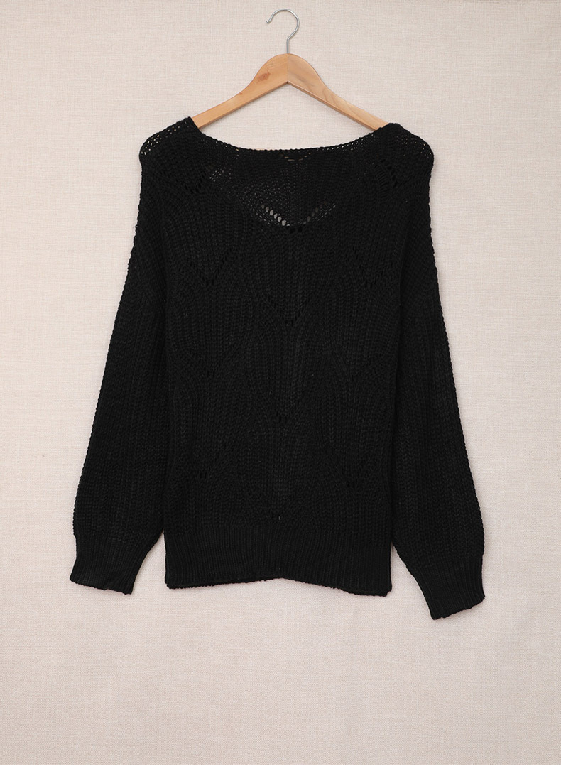 solid color hollow long-sleeved sweater nihaostyles wholesale clothing NSQSY87150