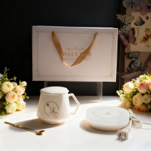 55度恒温杯简约暖暖杯杯垫礼品加热杯实用马克杯批发陶瓷批发杯子