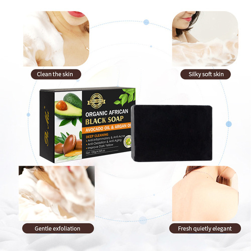 Cross-border Shea Argan Glycerin African Black Soap Cleansing Oil Control Handmade Soap Wholesale Handmade Soap
