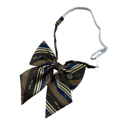 Coffee stripe badge bow tie JK/DK school student uniform college style Korean style plaid bow tie flower h brand