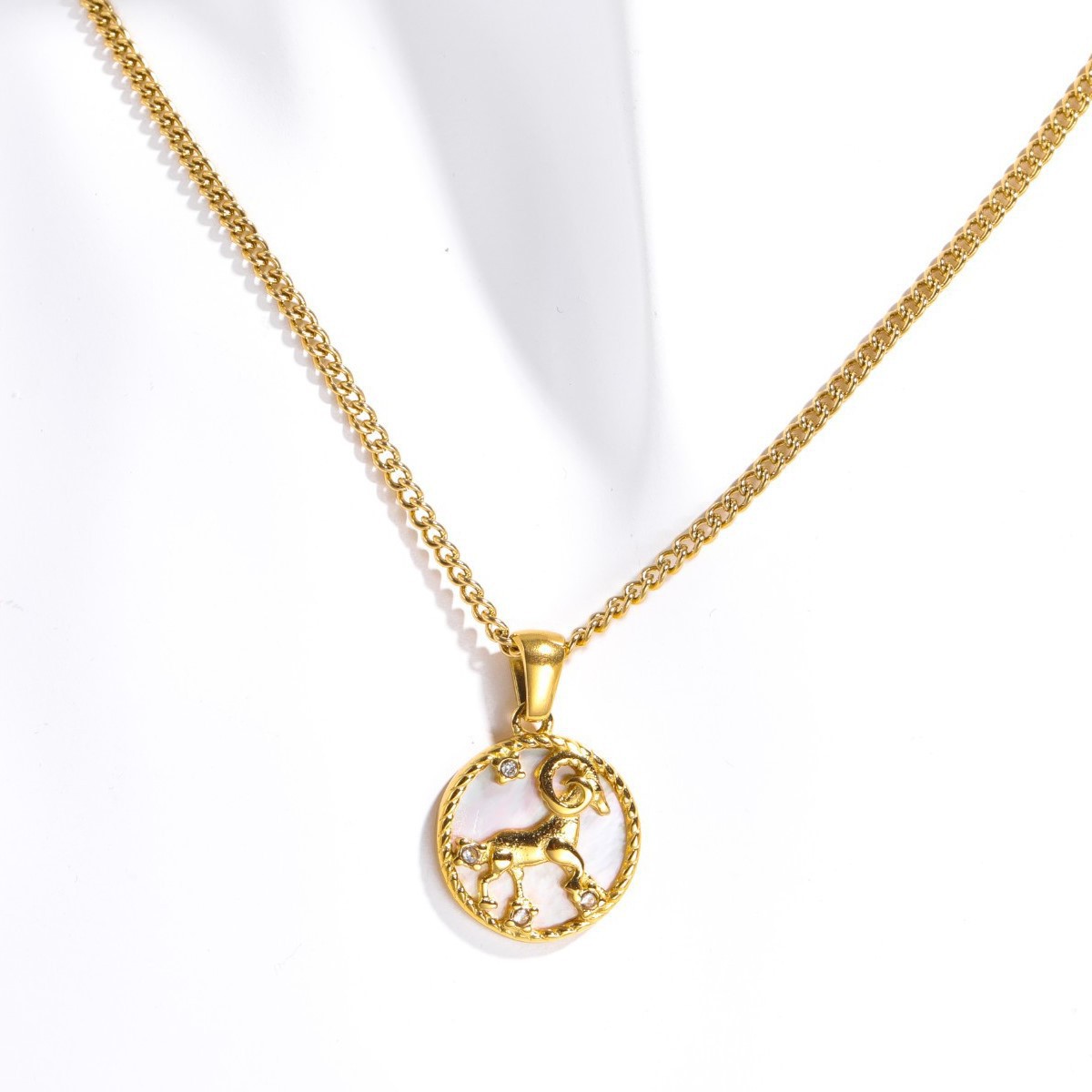 Collar Moneda del Horóscopo, 12 Signos, Bañado en Oro image 7