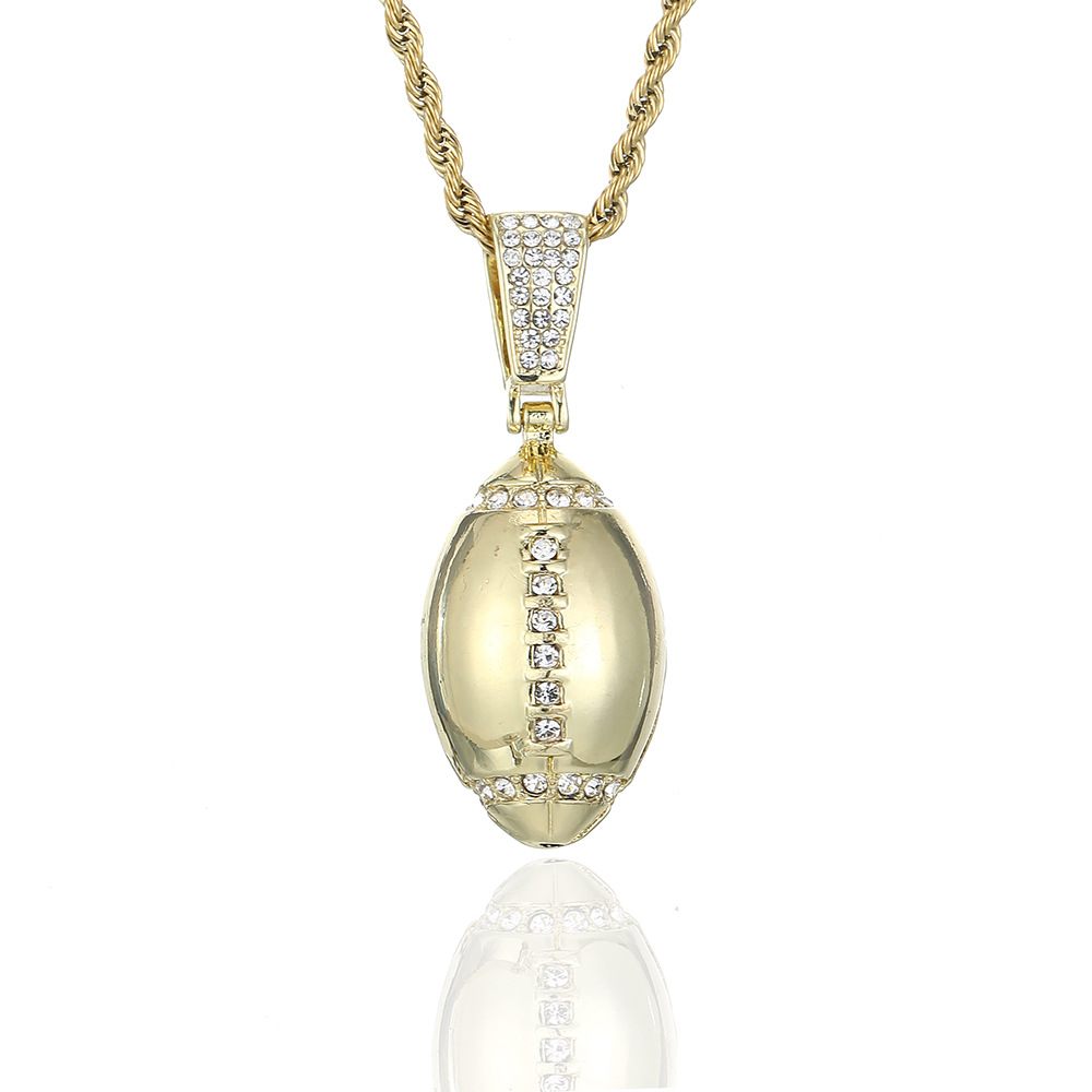 New Design with Elliptical Alloy Rugby Hip Hop Necklace Pendant_voghion.com