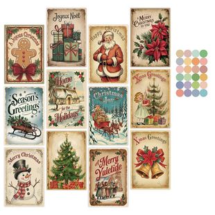 12 Vintage Christmas Holiday Postcards Christmas Family Party Wall Decorative Cards Wall Decorative Cards