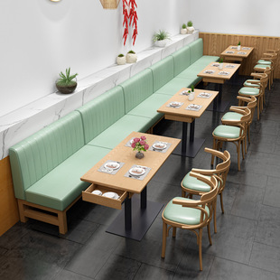 Cafe Tables and Chairs, Cake Shop Dining Furniture, Leisure Negotiation Solid Wood Sofa Chairs, Milk Tea Shop Wall Booth Sofa