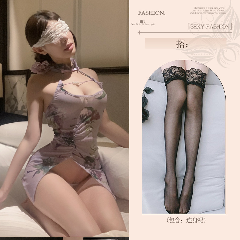 고대풍[치파오+T바지]+검은스타킹