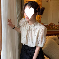 2025春夏新作長袖パッチワークボトムシャツ、スリムでスタイリッシュなトップス、フレンチレトロデザインTシャツ