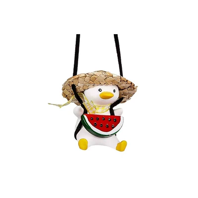 Car hanging | Female Duck Swing Cartoon Car Decoration - straw-hat-watermelon-duck