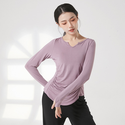 Dance practice clothes, women's yoga clothes, sports long-sleeved tops, Pilates training clothes, running blouses, autumn and winter