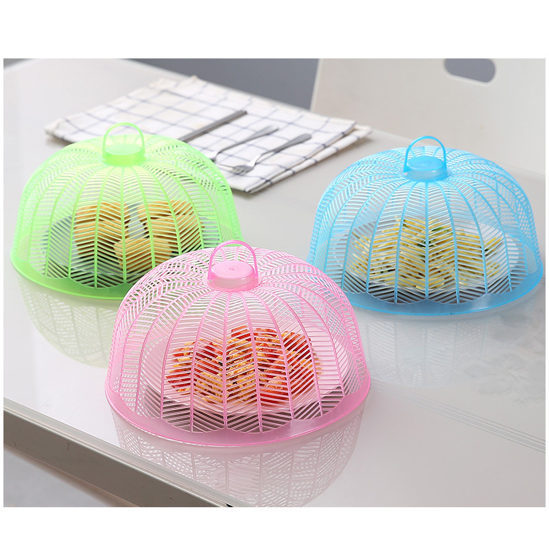 Tabletop Colorful Meal Cover Portable Food Cover Household Small Plastic Round Dish Fly and Insect Proof Plastic Food Cover