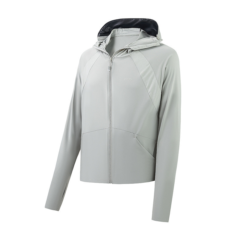 Camello con chaqueta de protector solar de seda de hielo, ropa de piel de hombre, ropa de protector solar de verano delgada, cardigán, ropa de protector solar UV