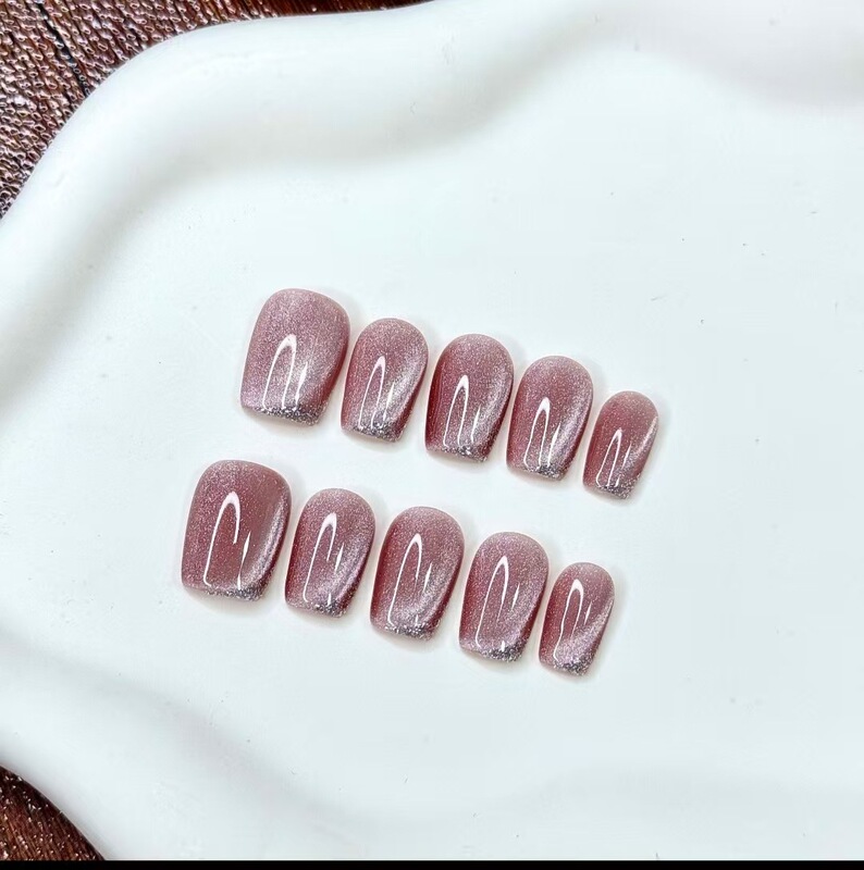 Purely Handmade Wearable Nails, Hand-Painted Colorfulful Flashing Cat Eyes, White Gradient Spring Contrasting Ins Removable Manicure