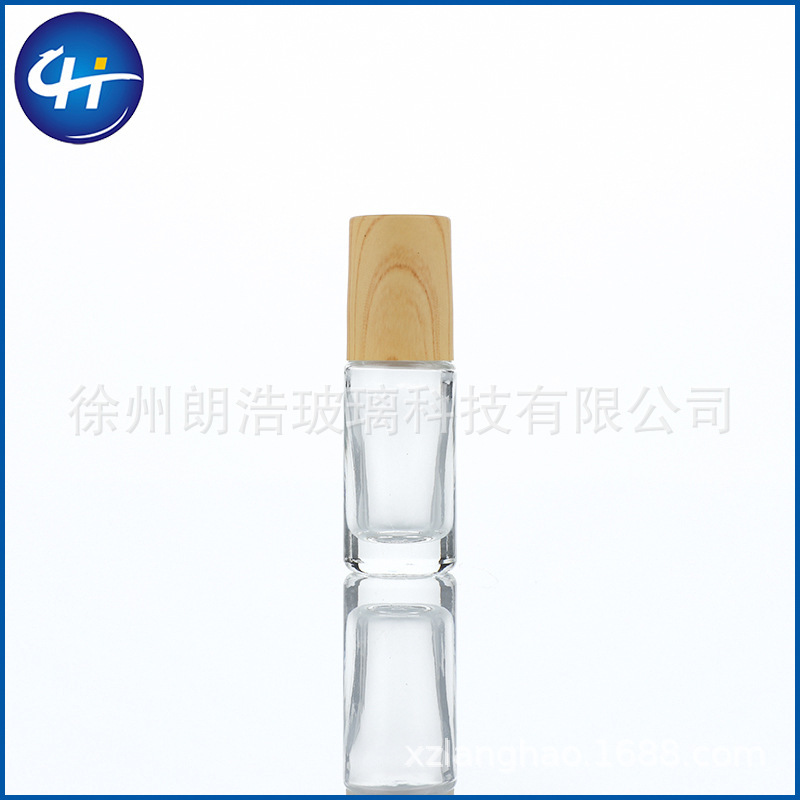 Cross-border 5/10ml Frosted Glass Wood Grain Cap Roll-on Bottle Essential Oil Perfume Roller Bottle Refillable Dispenser Bottle Can Be Packaged as Set