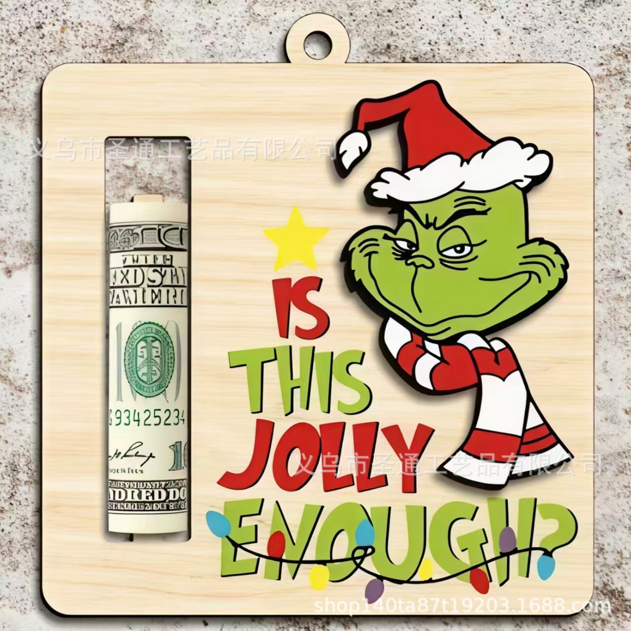 Navidad Cartoon Money Holder Ornament Navidad Green su cartera