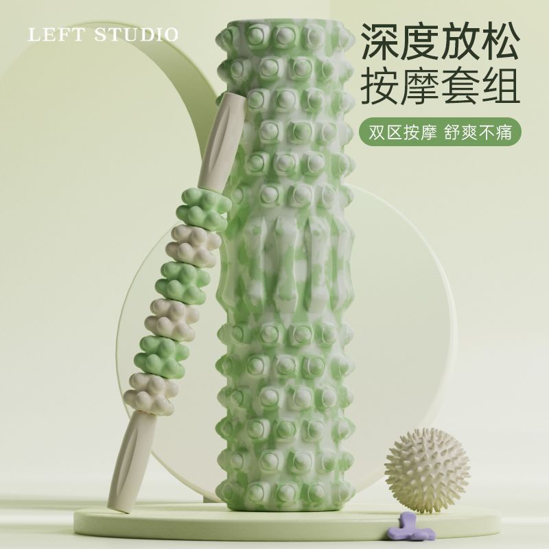 泡沫轴棒按摩滚轴腿部肌肉放松滚轮泡沫滚轴三件套瘦腿跨境厂批发