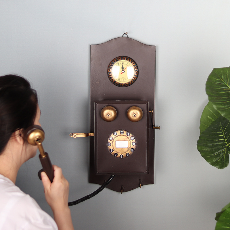 老式壁挂电话机模型复古酒吧餐厅装饰品客栈墙壁挂件怀旧拍照道具