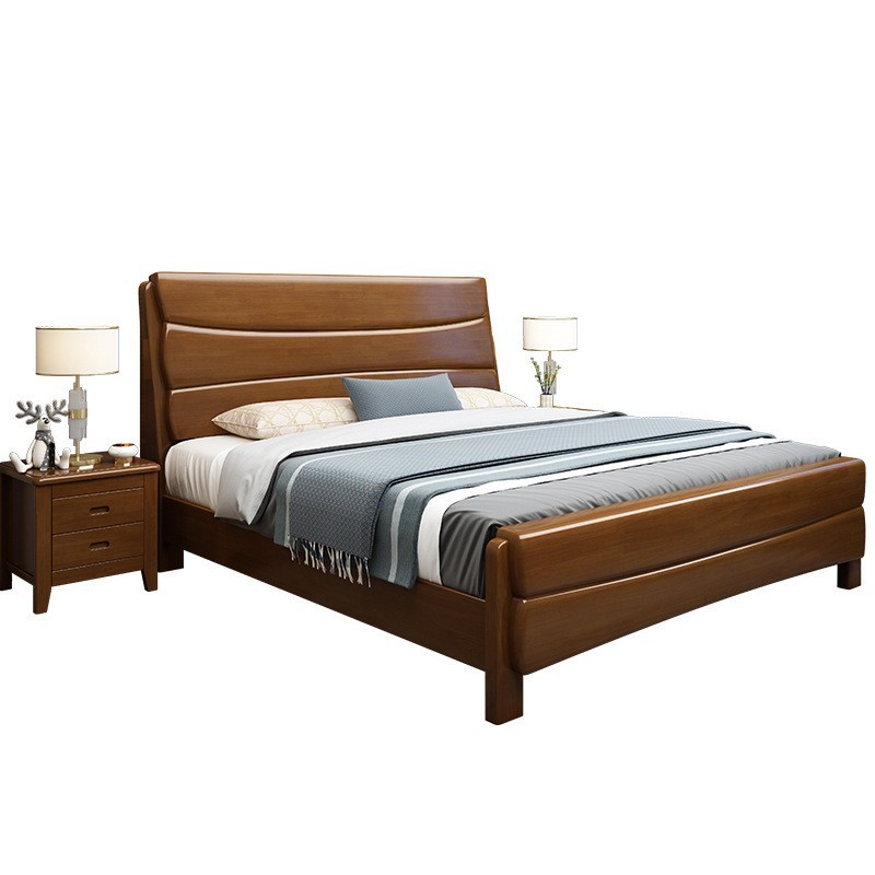 实木双人床1.8米大木床 高箱储物床1.5米1.2米橡胶木儿童实木床