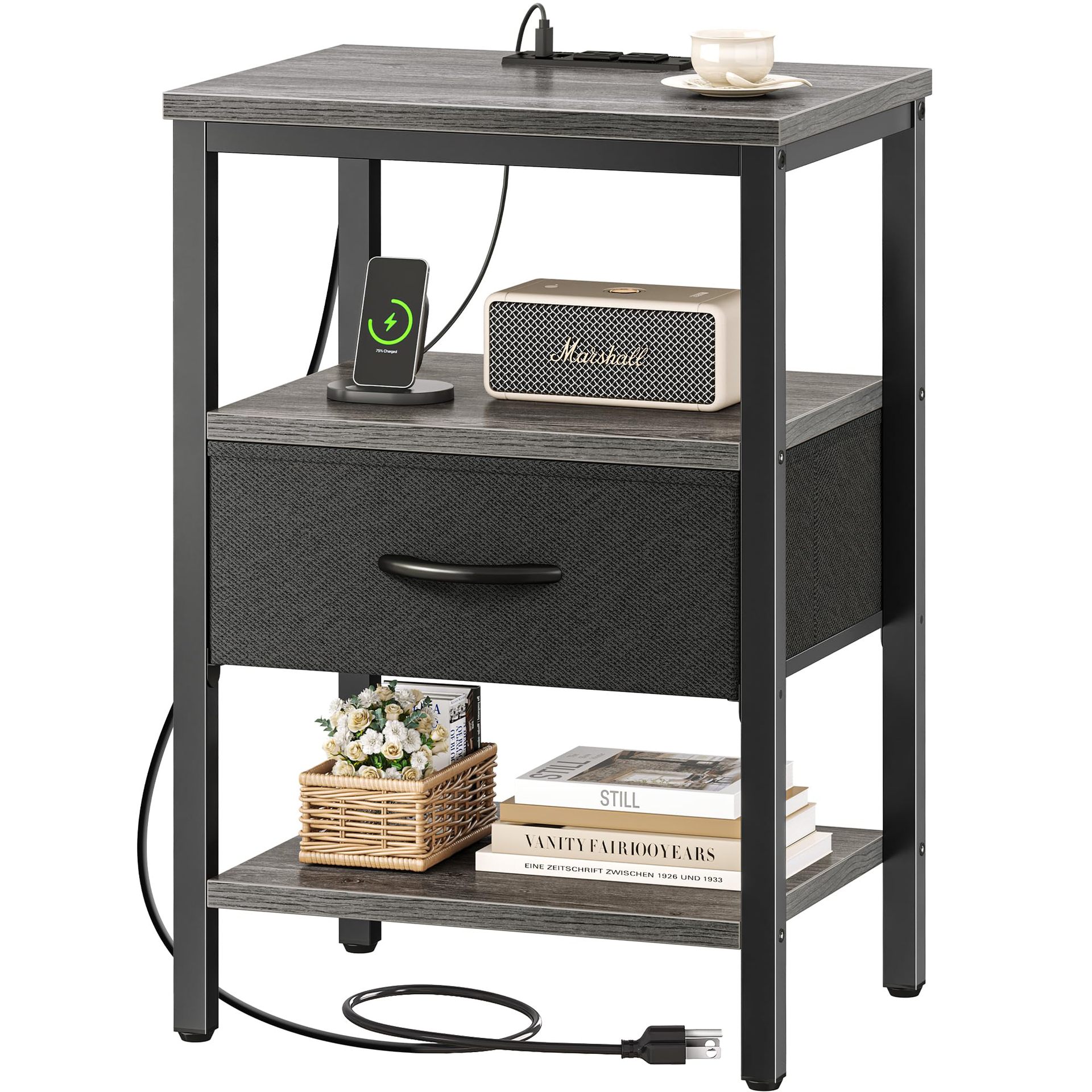 Comercio exterior personalizado mesas de cabecera dormitorio doméstico simple con cajón de tela ajustable recargable sofá lado mesa de cama