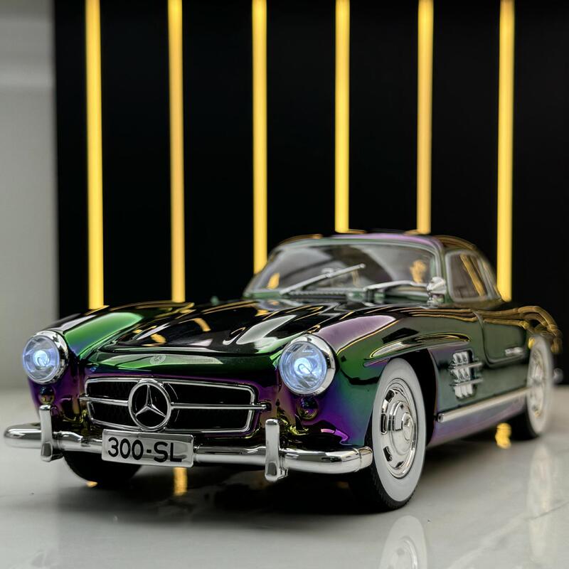 Weili Alloy Car Model 1: 24 Big Ben 300SL Electroplated Classic Car Huili Toy Car Sound Effect Model Ornaments