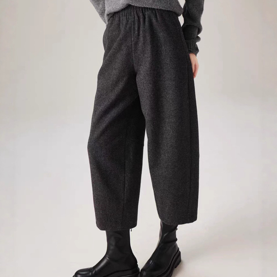 2025 Winter New Fashion Versatile Loose Slimming Thick Warm Casual Cropped Harem Pants for Women
