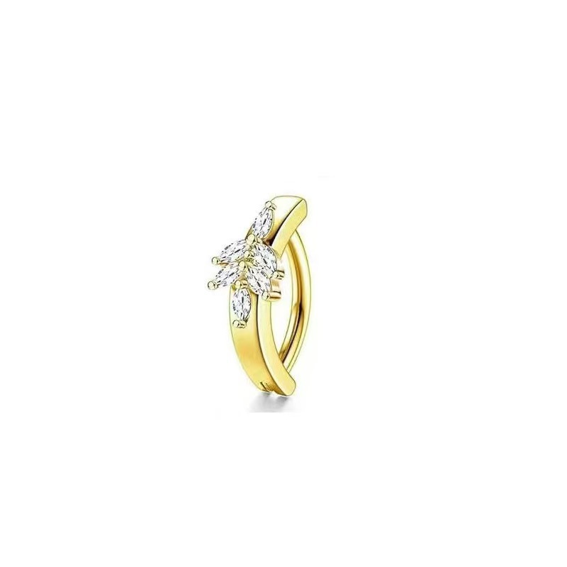 Simple Stainless Steel Unisex Zircon Navel Ring Body Piercing Jewelry Gold Plated Belly Button Ring detail image 10