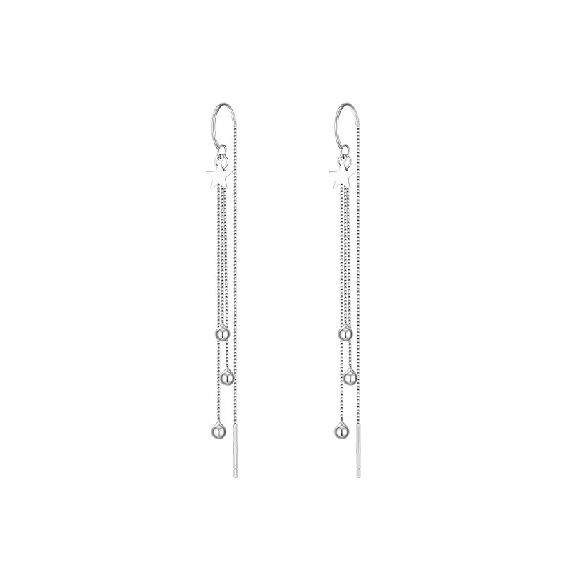 Pendientes largos con borla y estrella, estilo francés elegante y romántico, cuentas luminosas, diseño exagerado para mujer