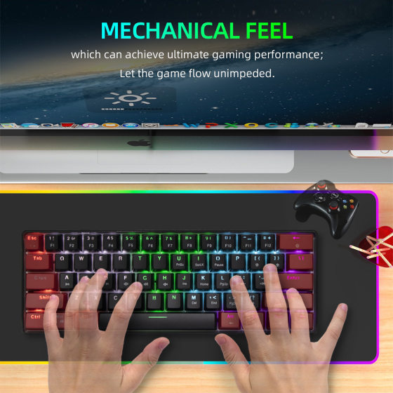 Cross-border 61-key mechanical keyboard green axis wired home office game computer mechanical keyboard e-sports keyboard