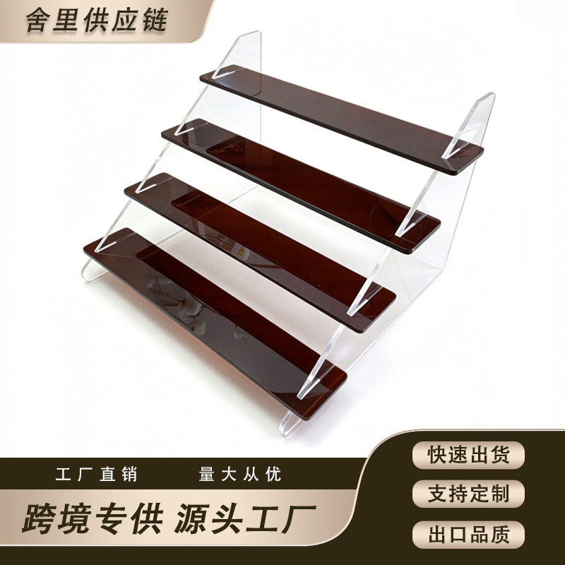 Acrylic tiered cosmetic organizer, detachable multi-layer display stand for lipsticks and nail polishes, space-saving design