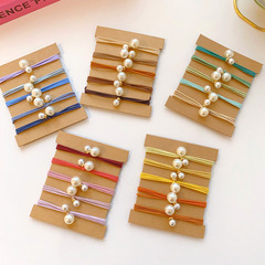 Gradient Color Pearl Hair Tie for Women, High-Elastic Hairband for Ponytails, Simple & Elegant Headband Set