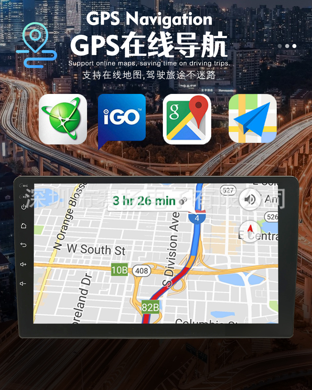 7inch / 9inch / 10inch Car Central Control Display Wireless Bluetooth 4K High-Definition Screen Android Gps Navigation Integrated