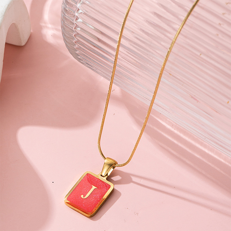 304 Stainless Steel Basic Modern Style Classic Style Enamel Geometric Letter Pendant Necklace display picture 13