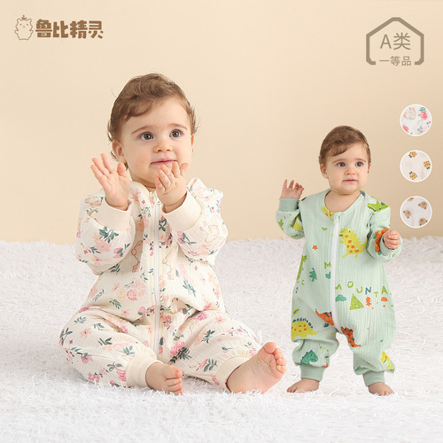 Baby gauze cotton split-leg sleeping bag baby children's all-season sleeping bag newborn air-conditioned room pure cotton anti-kick quilt