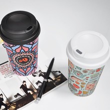 麦秸秆咖啡渣密封双层塑料杯子 创意礼品咖啡杯 办公商务保温水杯