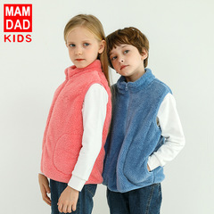 New autumn and winter children's vests, boys and girls, comfortable velvet and velvet vests, zipper baby warm vests