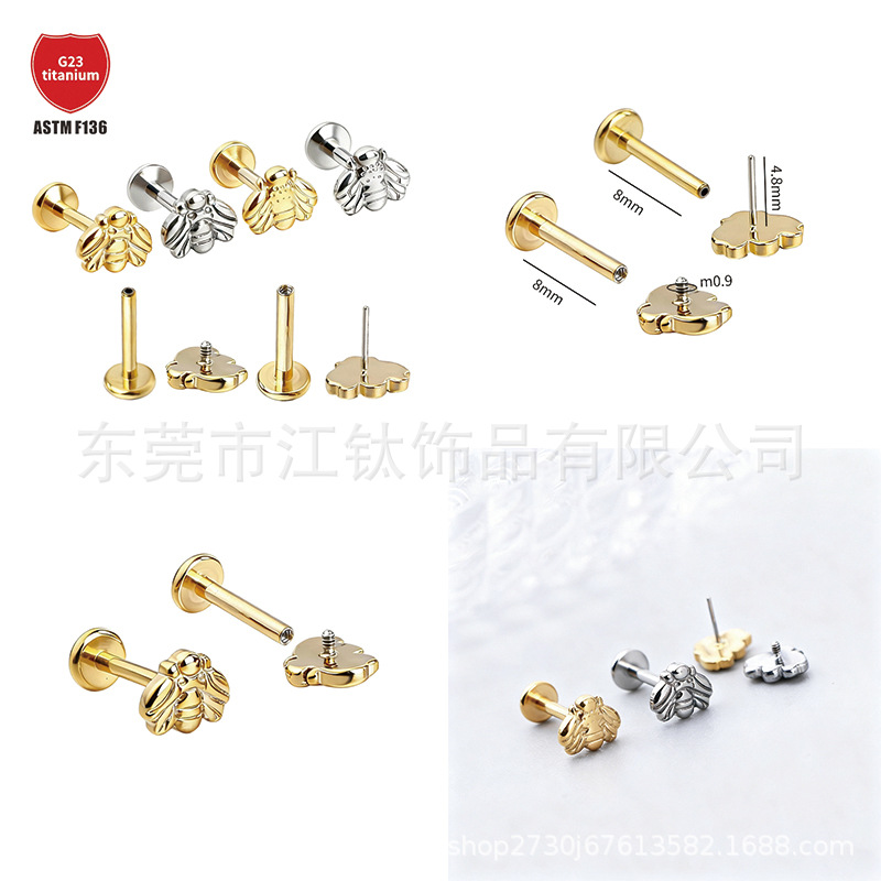 Pointed titanium steel lip stud product view