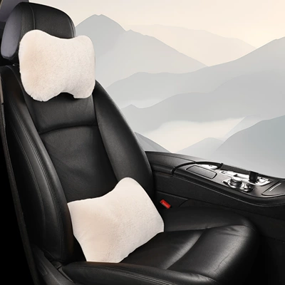 Waist support — Factory Direct Sales Car Plush - white-1-headrest-1-lumbar-support