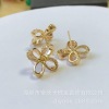 Copper golden earrings from pearl, 14 carat, flowered, silver 925 sample