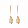 Design fashionable long brand earrings handmade from pearl with tassels, European style, flowered